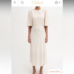 SEE BY CHLOÉ Lace Panel Midi cream Dress size 38